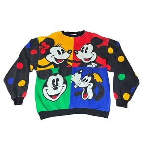 Vintage 90's Mickey And Co Color block Pullover Sweatshirt Adult XL W/ Polka Dot